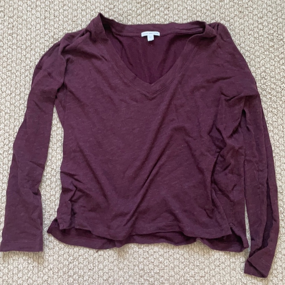 James Perse V-neck Long sleeve Dark Purple Sz 1